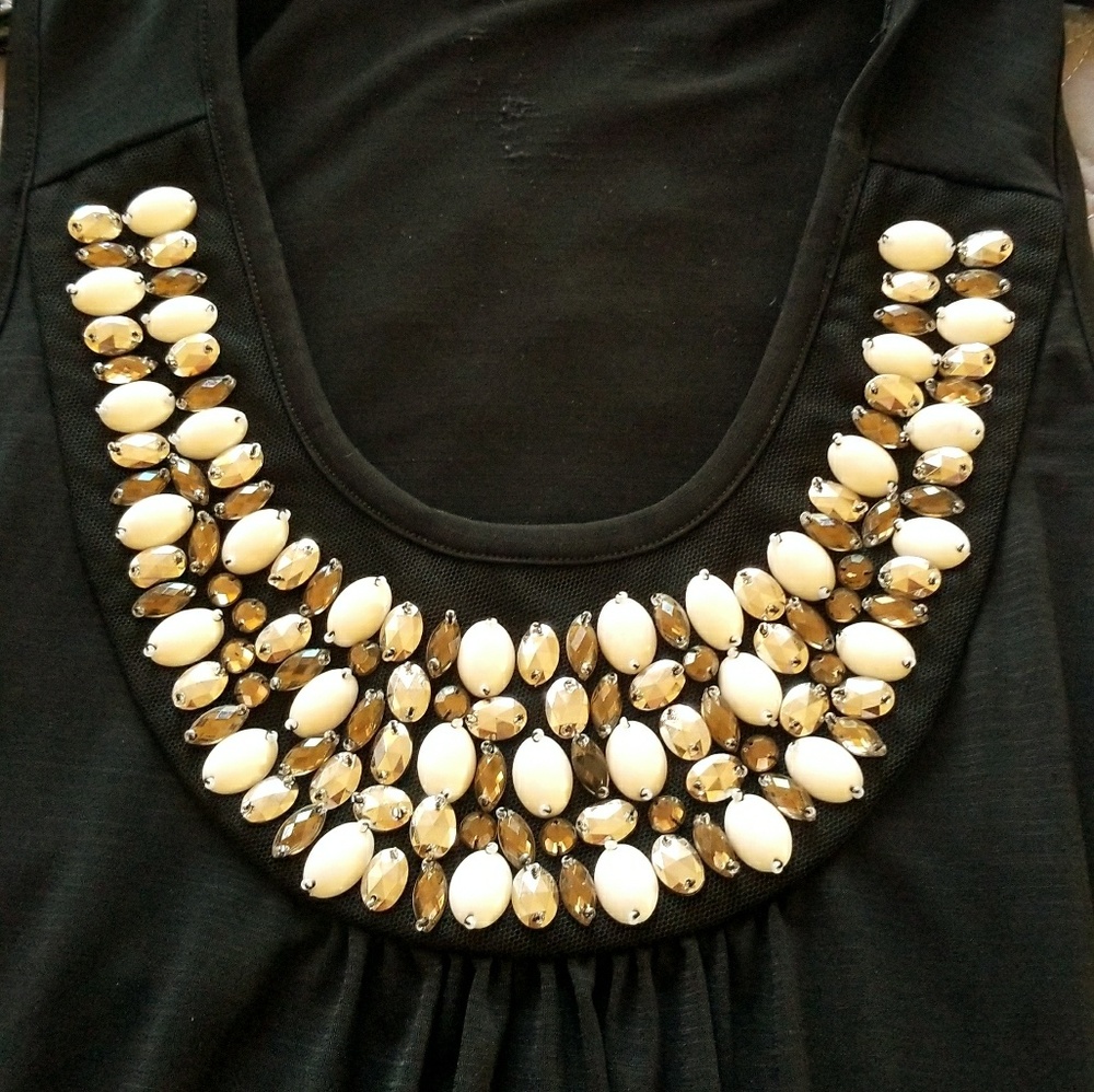 Embellished and beaded sleeveless top